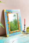 Blue and Orange Lemons Hand Painted Mirror