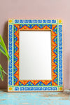 Blue and Orange Lemons Hand Painted Mirror