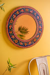 Blue Round Hand Painted Floral Mirror