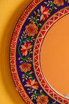 Blue Round Hand Painted Floral Mirror