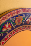 Blue Round Hand Painted Floral Mirror