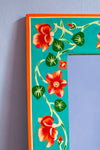 Striking Blue Floral Hand Painted Mirror
