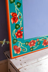 Striking Blue Floral Hand Painted Mirror