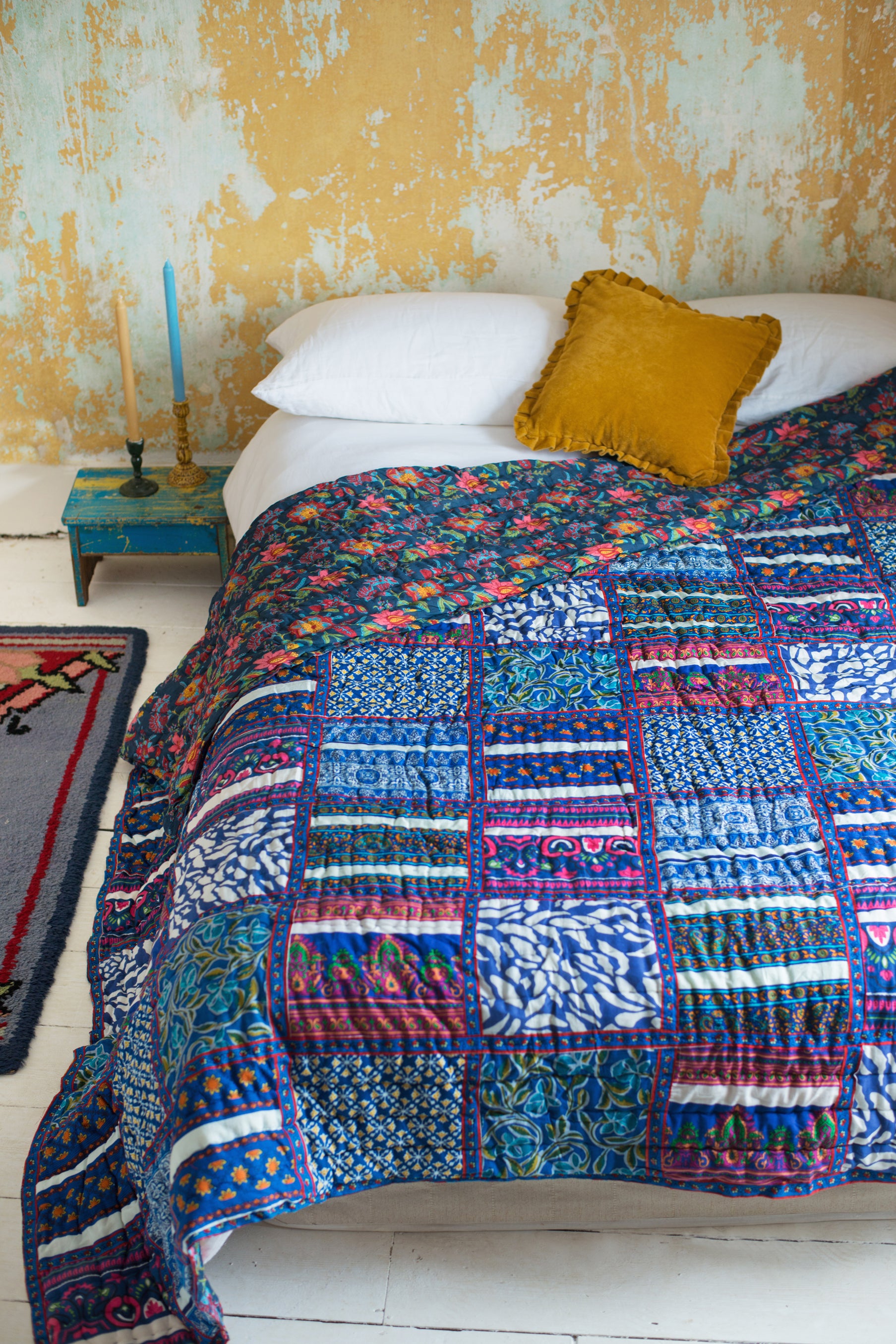 Blue Patchwork Reversible Quilt