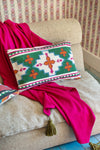 Clover Fields Green and Orange Kilim Cushion Cover