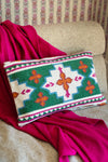 Clover Fields Green and Orange Kilim Cushion Cover