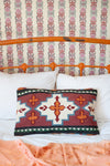 Feuilles Red and Orange Kilim Cushion Cover