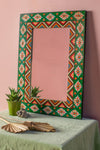 Clover Fields Green & Orange Hand Painted Mirror
