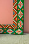 Clover Fields Green & Orange Hand Painted Mirror