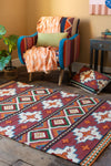 Feuilles Red and Orange Kilim Rug