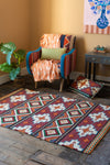 Feuilles Red and Orange Kilim Rug
