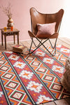 Feuilles Red and Orange Large Kilim Rug