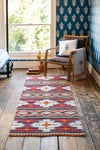 Feuilles Red and Orange Kilim Runner