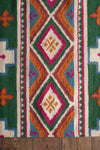 Clover Fields Green and Orange Kilim Rug