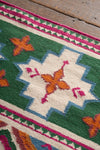 Clover Fields Green and Orange Kilim Rug