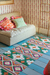 Clover Fields Green and Orange Kilim Runner
