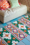 Clover Fields Green and Orange Kilim Runner