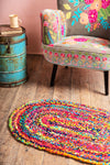 Multicoloured Plaited Rag Rug