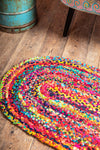 Multicoloured Plaited Rag Rug