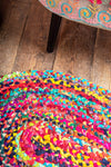 Multicoloured Plaited Rag Rug