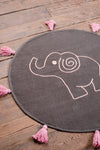 Charcoal Elephant 100% Recycled Cotton Baby Rug with Tassels