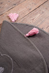 Charcoal Elephant 100% Recycled Cotton Baby Rug with Tassels