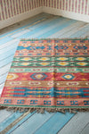 Pink & Blue Striped Wool and Jute Rug