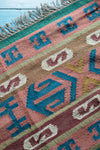 Pink & Blue Striped Wool and Jute Rug