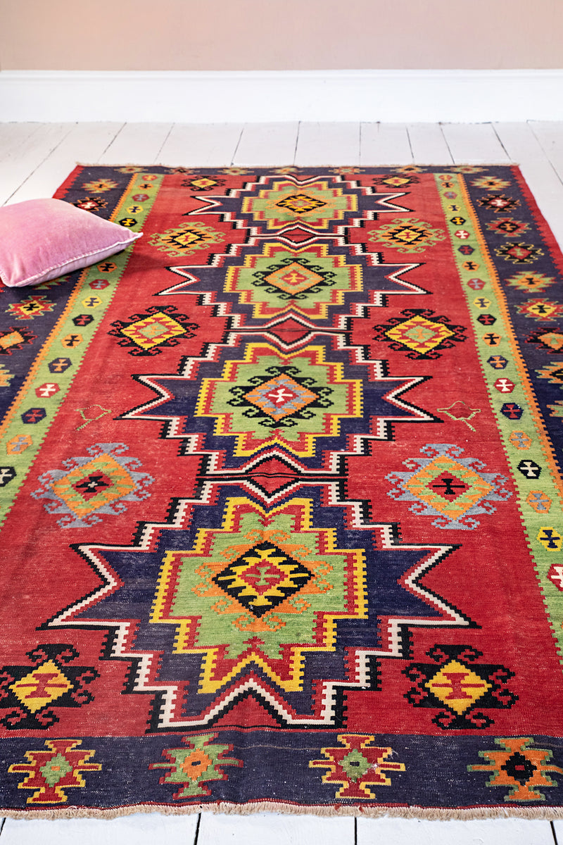 44.5×101 \"Play with snow” ViNTAGE RUG Palazzo Geometric 100% Recycled Runner Rug – Ian Snow Ltd