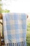 Pale Blue 100% Recycled Gingham Throw