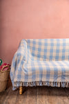 Pale Blue 100% Recycled Gingham Throw