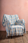 Pale Blue 100% Recycled Gingham Throw