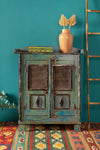 Blue Wooden Vintage Cabinet <p>W:80cm D:36cm H:90cm </p>