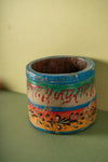 Vintage Hand Painted Wooden Pot (Re-worked) - 134