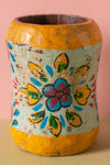 Vintage Hand Painted Wooden Pot (Re-worked) - 197