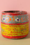 Vintage Hand Painted Wooden Pot (Re-worked) - 264
