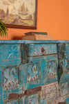 Vintage Light Blue Wooden Chest