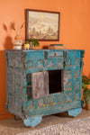 Vintage Light Blue Wooden Chest