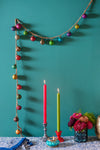 Garland with 20 Small Frosted Metallic Glass Baubles