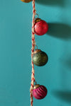 Garland with 20 Small Frosted Metallic Glass Baubles