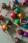 Garland with 20 Small Frosted Metallic Glass Baubles