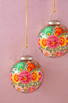 Gold Kashmiri Bauble with Hand Painted Flower Design