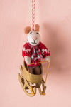 Felt Mouse on a Sled Decoration