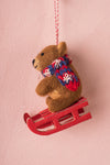 Felt Bear on a Sled Decoration