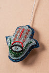 Blue Hamsa Hand Embroidered Hanging Ornament
