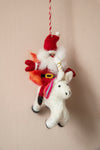 Felt Santa on a Unicorn Decoration