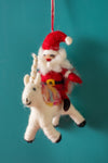 Felt Santa on a Unicorn Decoration