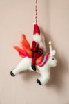 Felt Santa on a Unicorn Decoration