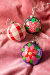 Set of Three Hand Painted Baubles