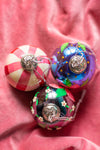 Set of Three Hand Painted Baubles